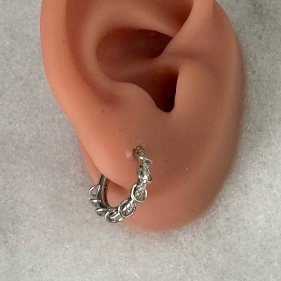 Sterling Silver Crystal Pave Chain Dangle Hoop Earrings 

Brand New - Picture 3 of 5